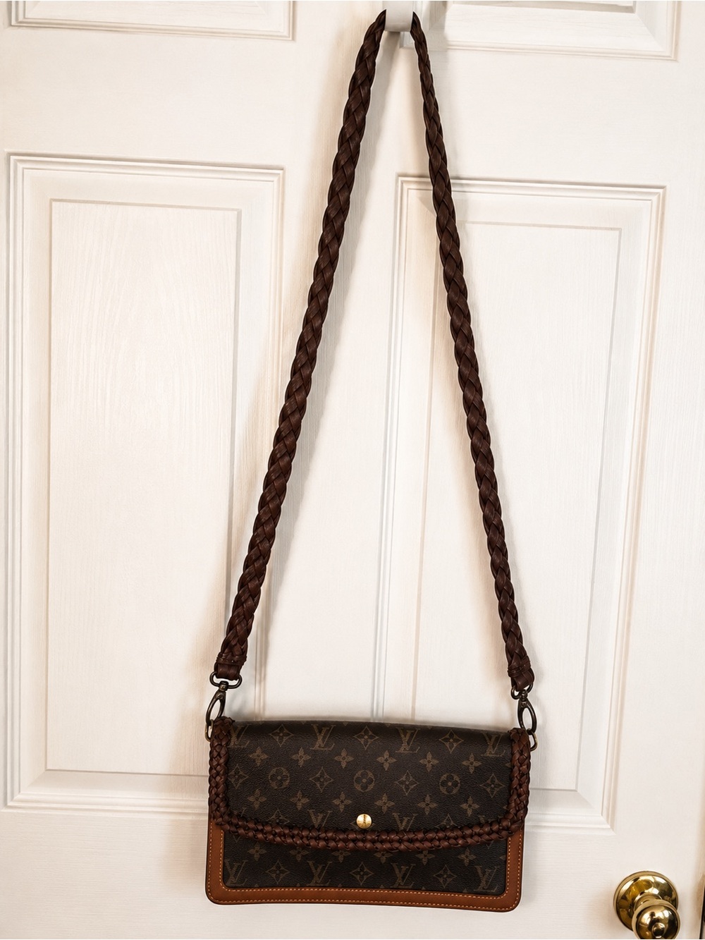 Louis Vuitton Brown Monogram Crossbody with Braided Strap